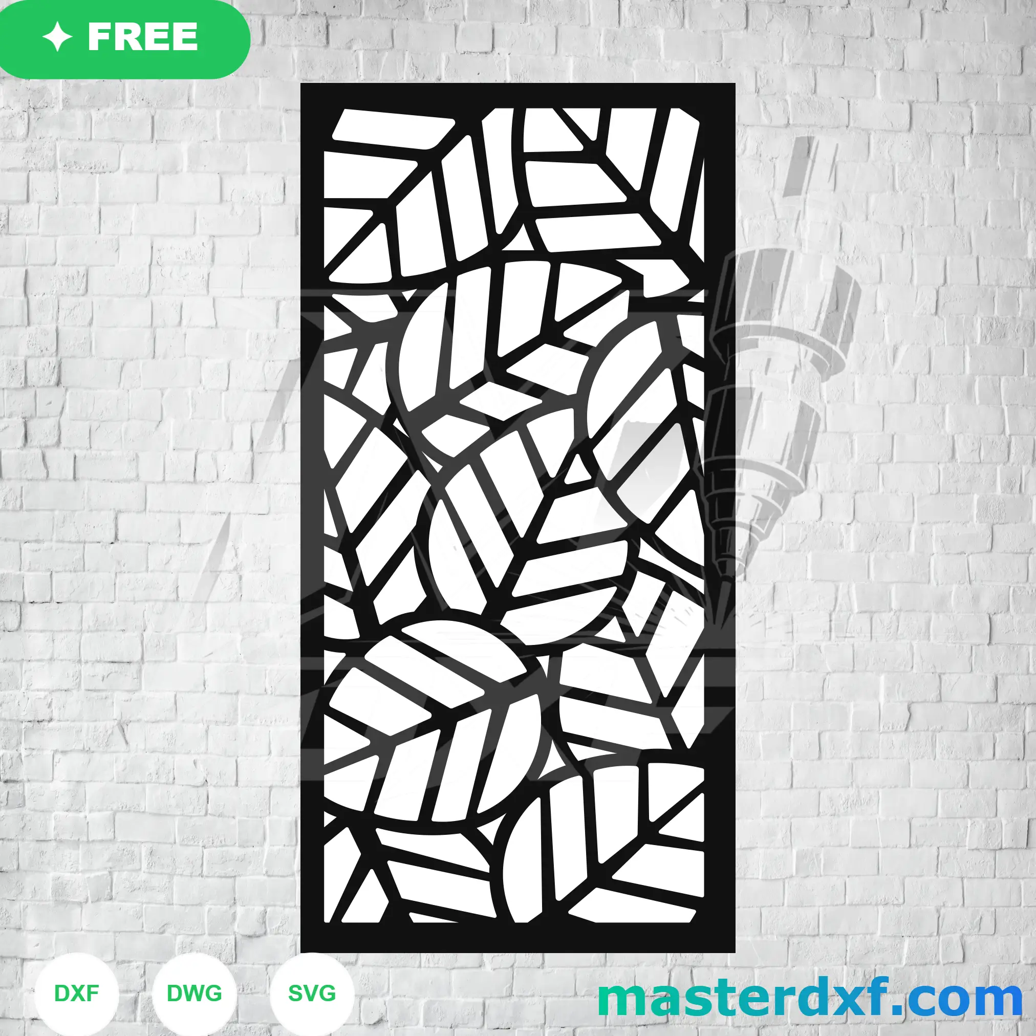 Faceted Leaf Mosaic DXF Panel for Stained-Glass Style Doors DXF File